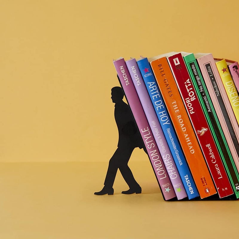 Balvi Too Many Books Bookend – Black Metal Book Holder with Anti-Slip Bumpers, Ideal for Home and Office Decor, for Book Lovers and Readers – Sujetalibros - Image 4